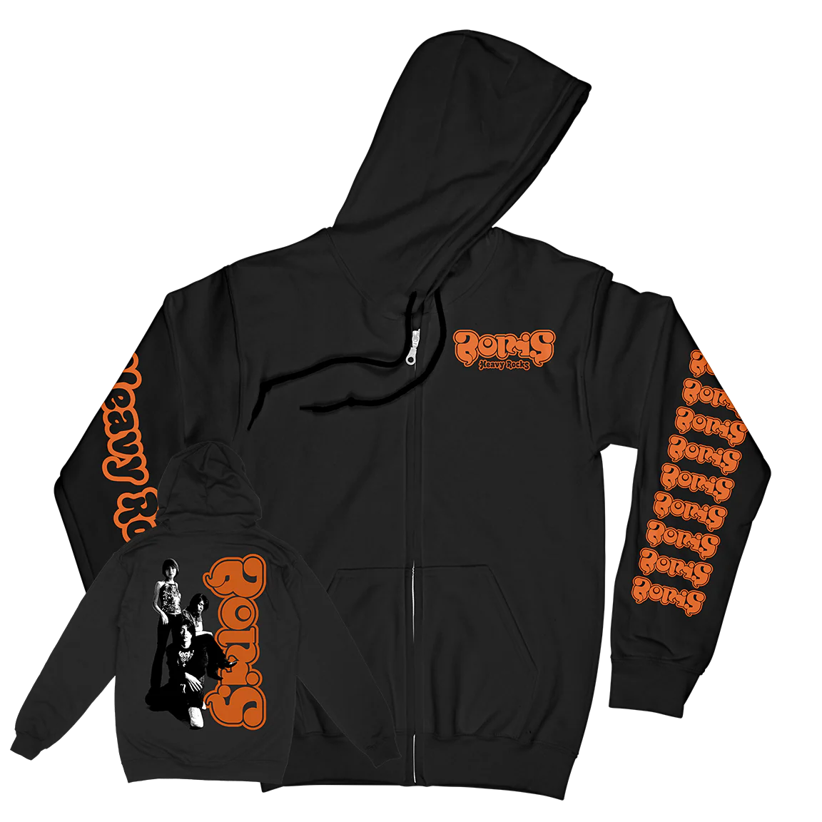 Boris "Heavy Rocks" Premium Black Hooded Sweatshirt