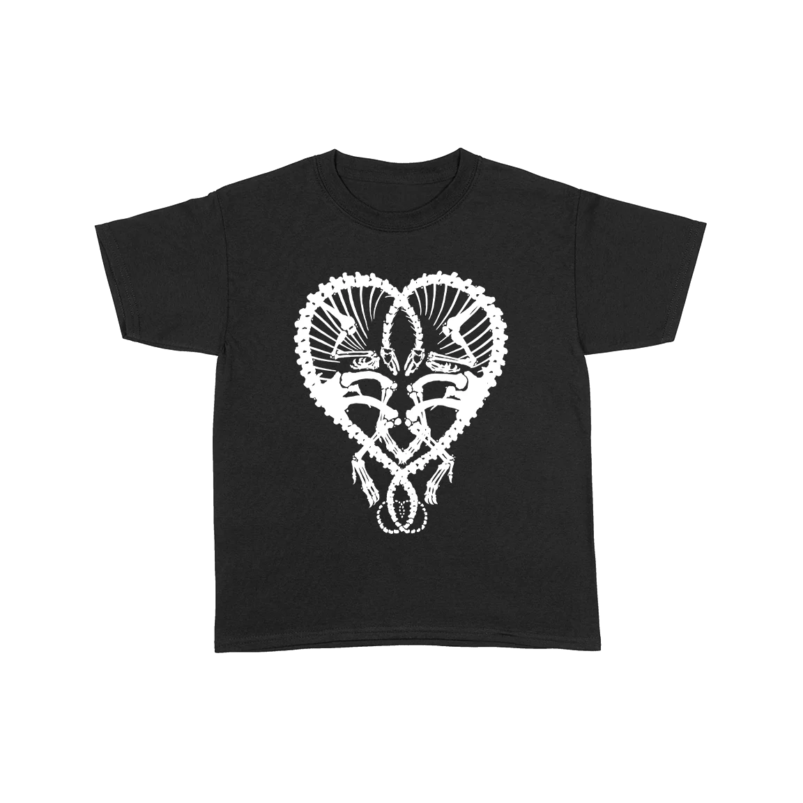 Dan McCarthy "Dino Heart: White" Black Youth T-Shirt
