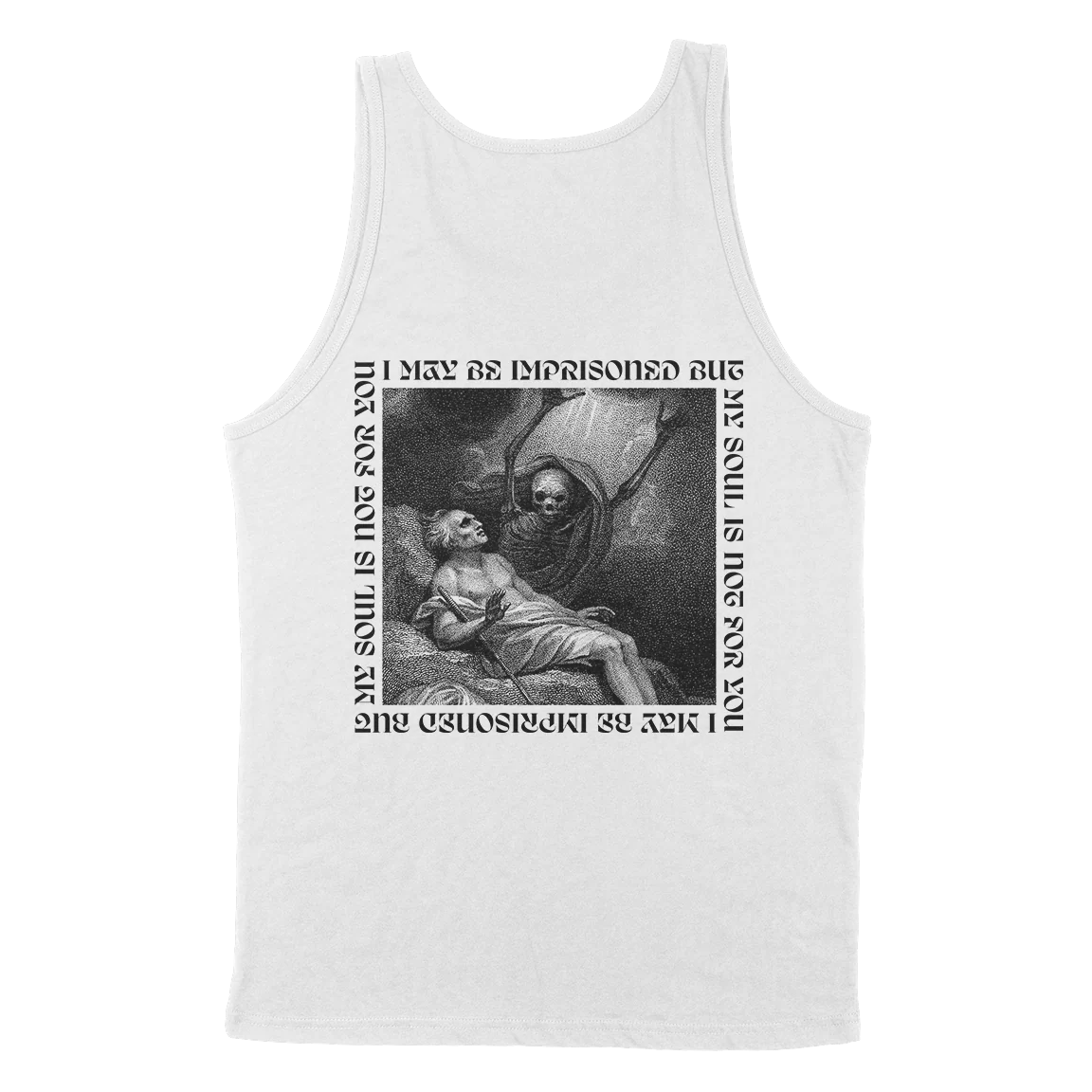 Employed To Serve “Imprisoned” White Tank Top - Image 3