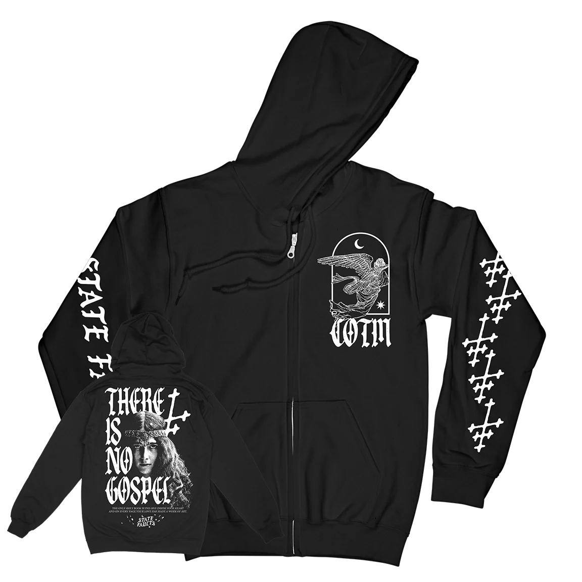 State Faults “No Gospel” Black Zip Up Sweatshirt