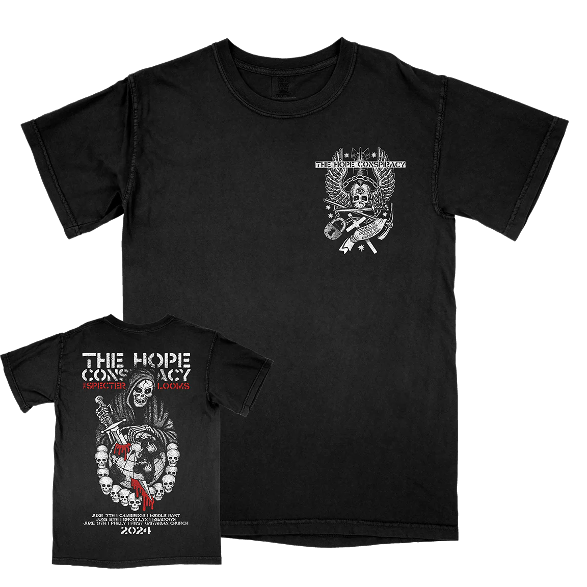 The Hope Conspiracy “The Specter Looms: East Coast 2024” Black T-Shirt
